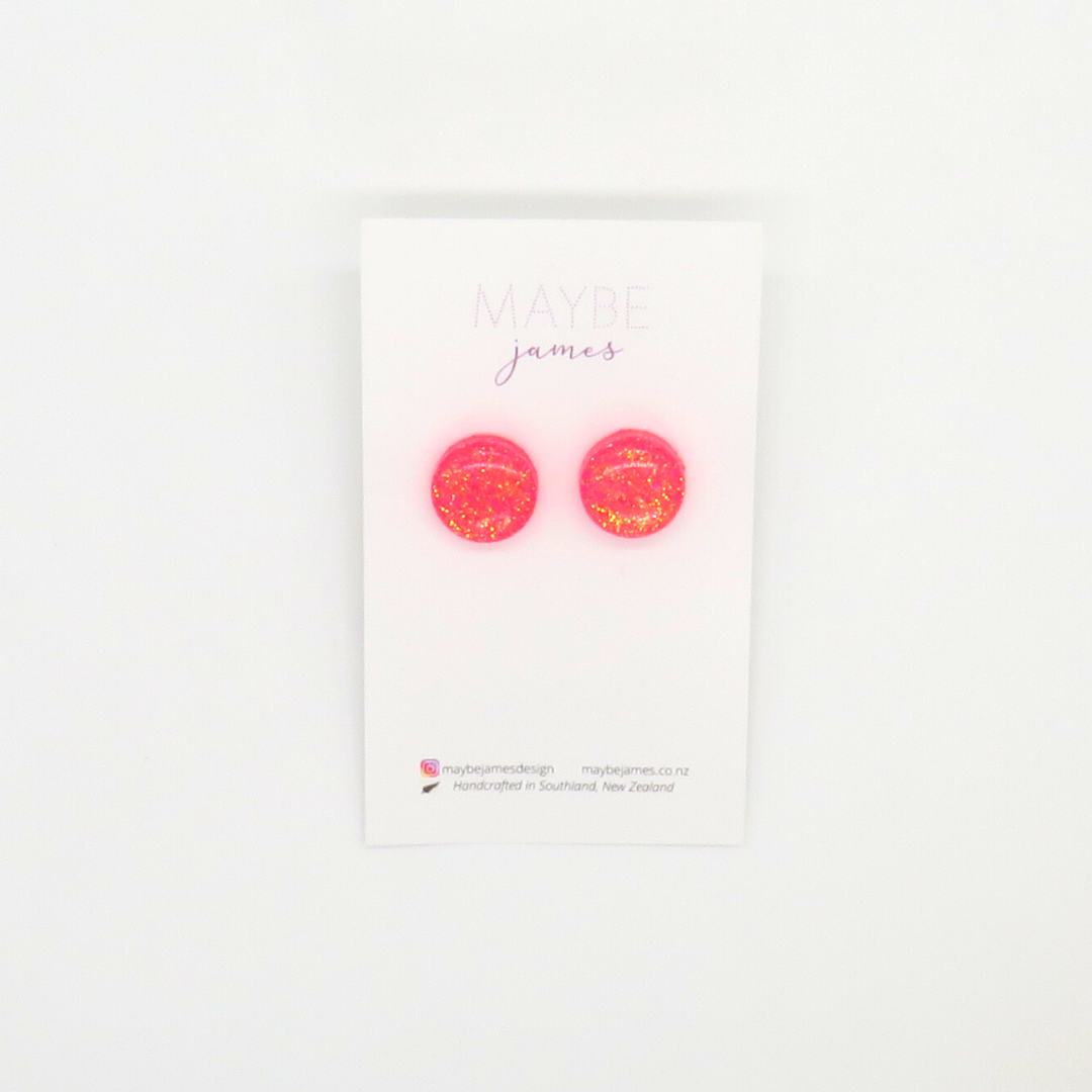 Barbie Bling 15mm Gold Glitter & Pink Studs image 0