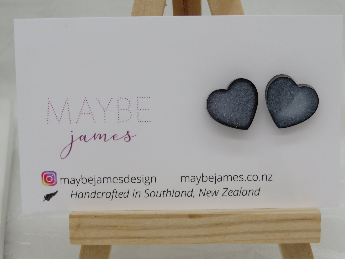 Black & White 1cm Full Heart Studs image 4