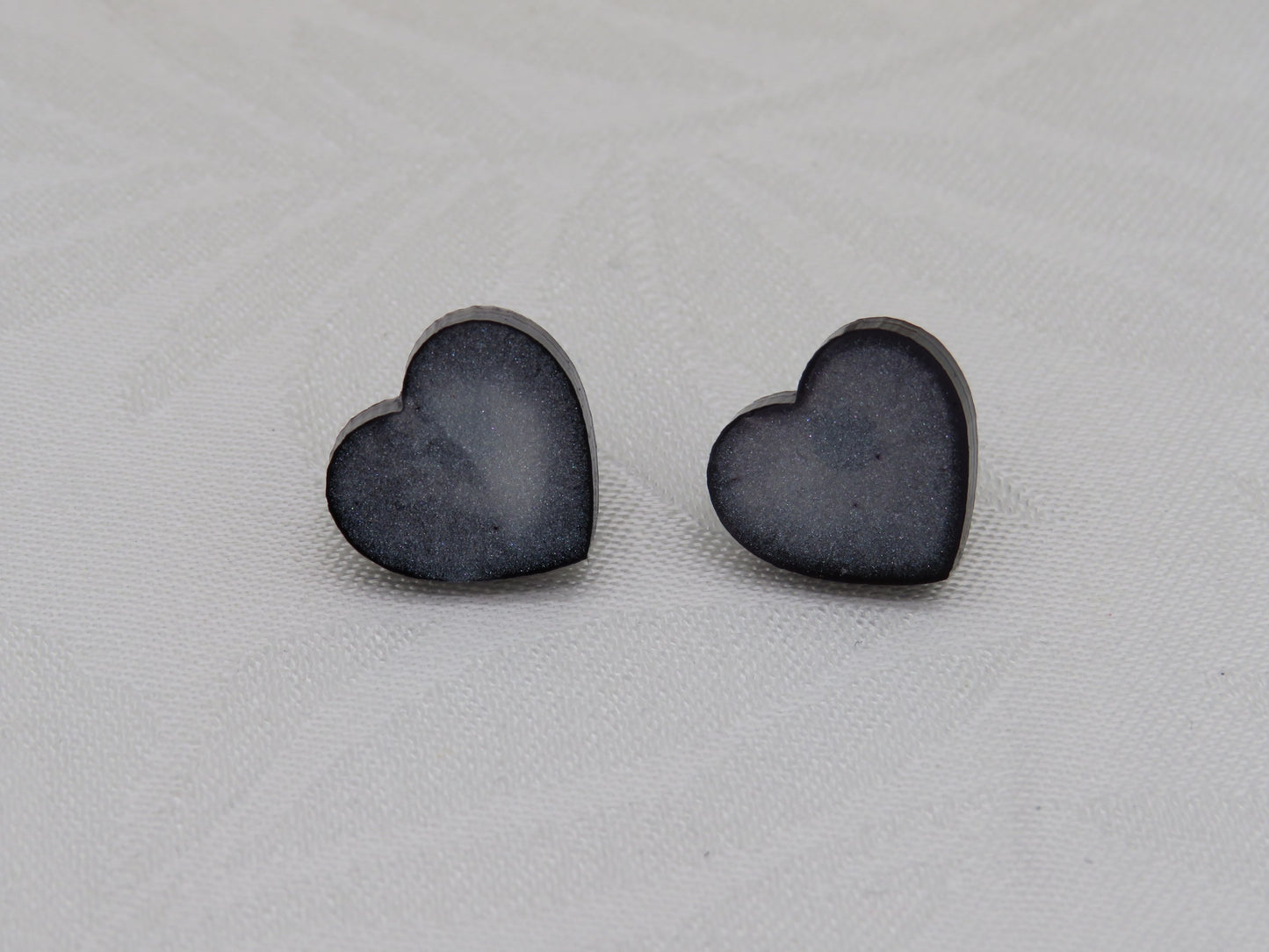 Black & White 1cm Full Heart Studs image 2