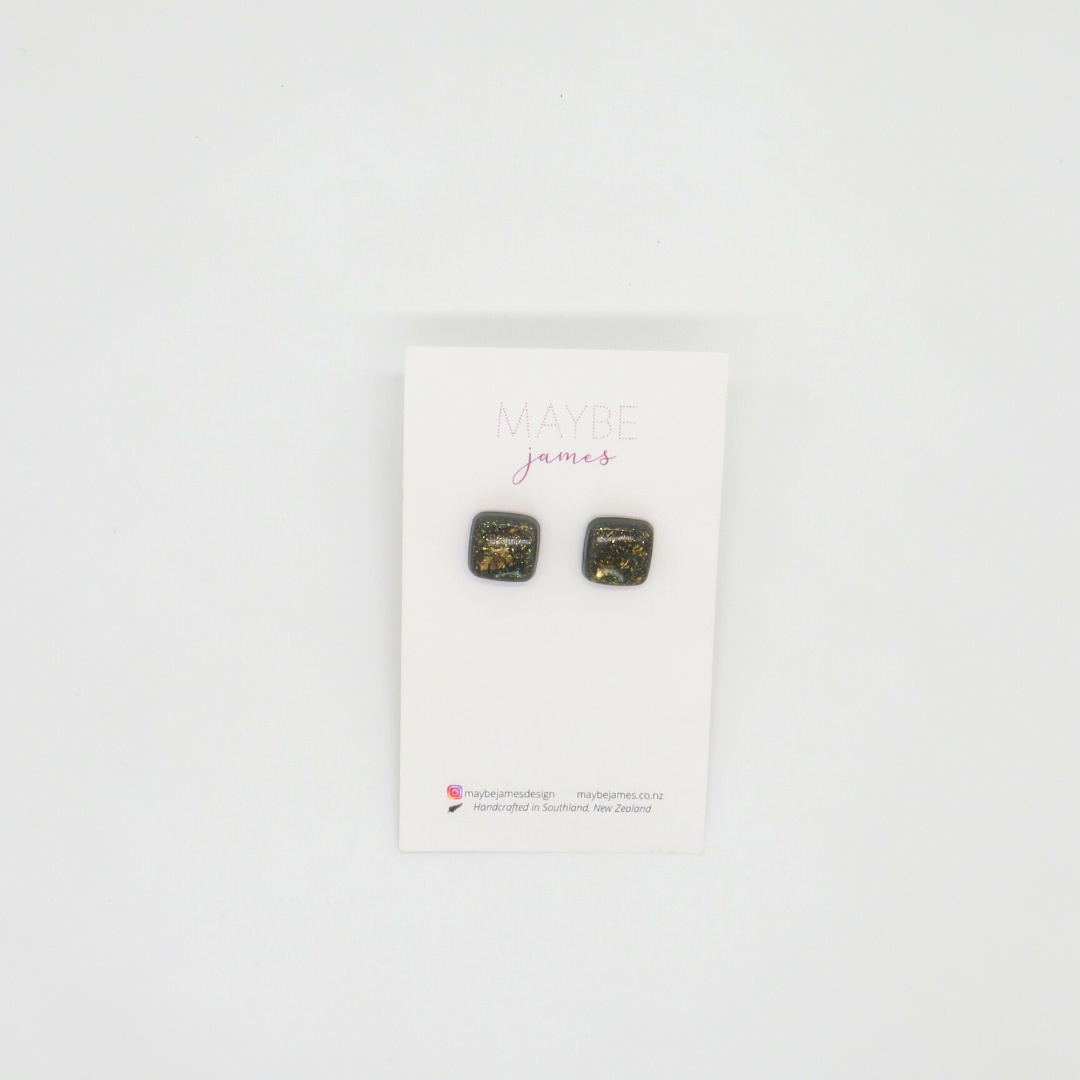 1cm Gold Foil and Deep Grey Studs image 3