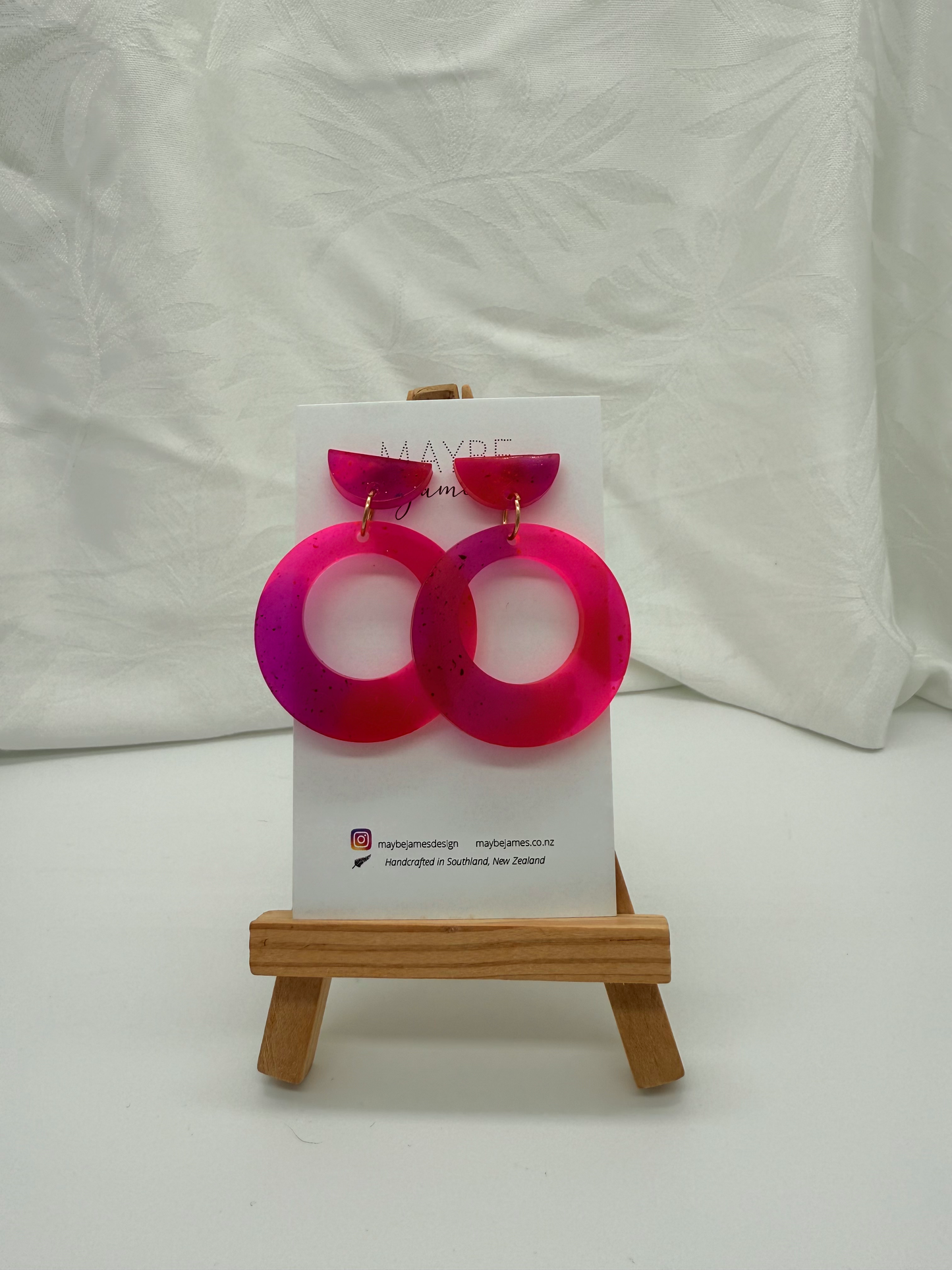 "Let's Be Friends" Pink & Purple Resin Dye Earrings - 4cm Dangles image 4