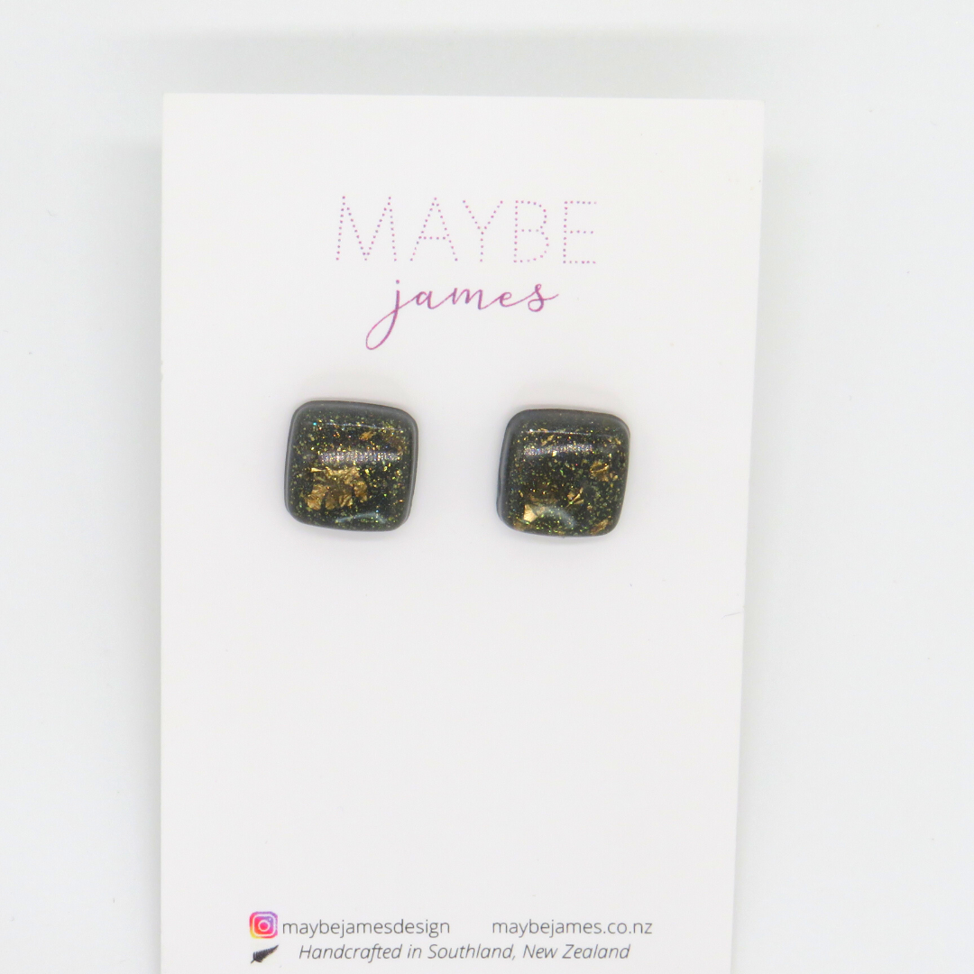 1cm Gold Foil and Deep Grey Studs image 1