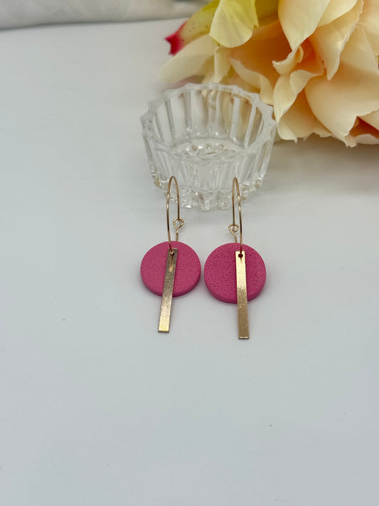Dusky Pink Polymer Clay Circle Hoop Earrings 20mm 25mm
