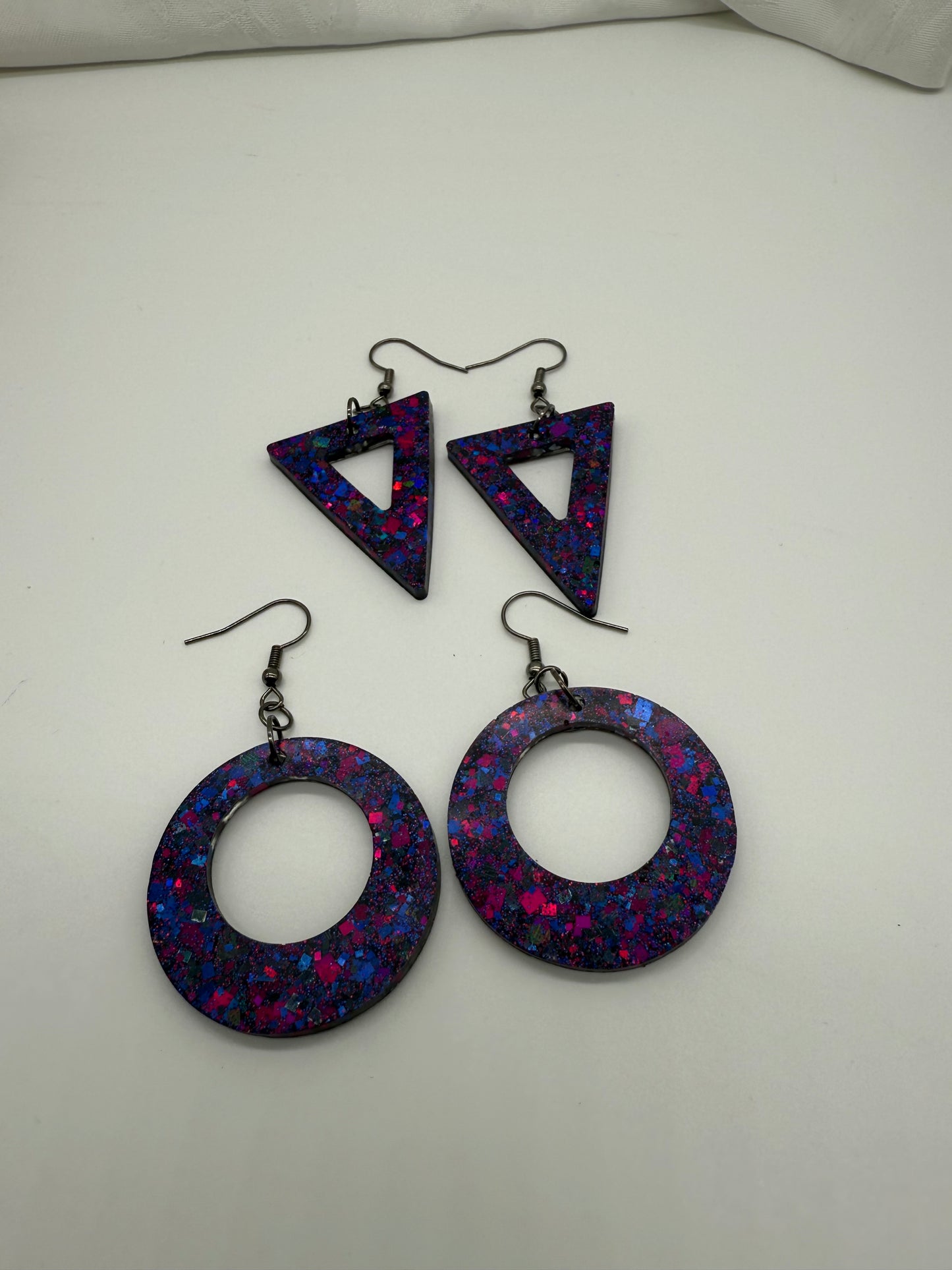 Art Deco Purple and Magenta Glitter- 5cm Dangles