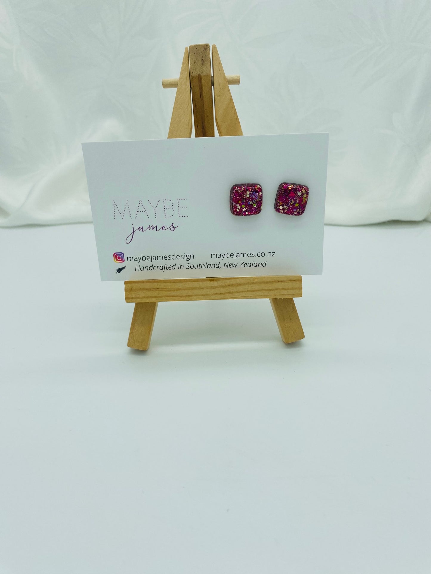Glittery 1cm Square Studs image 3