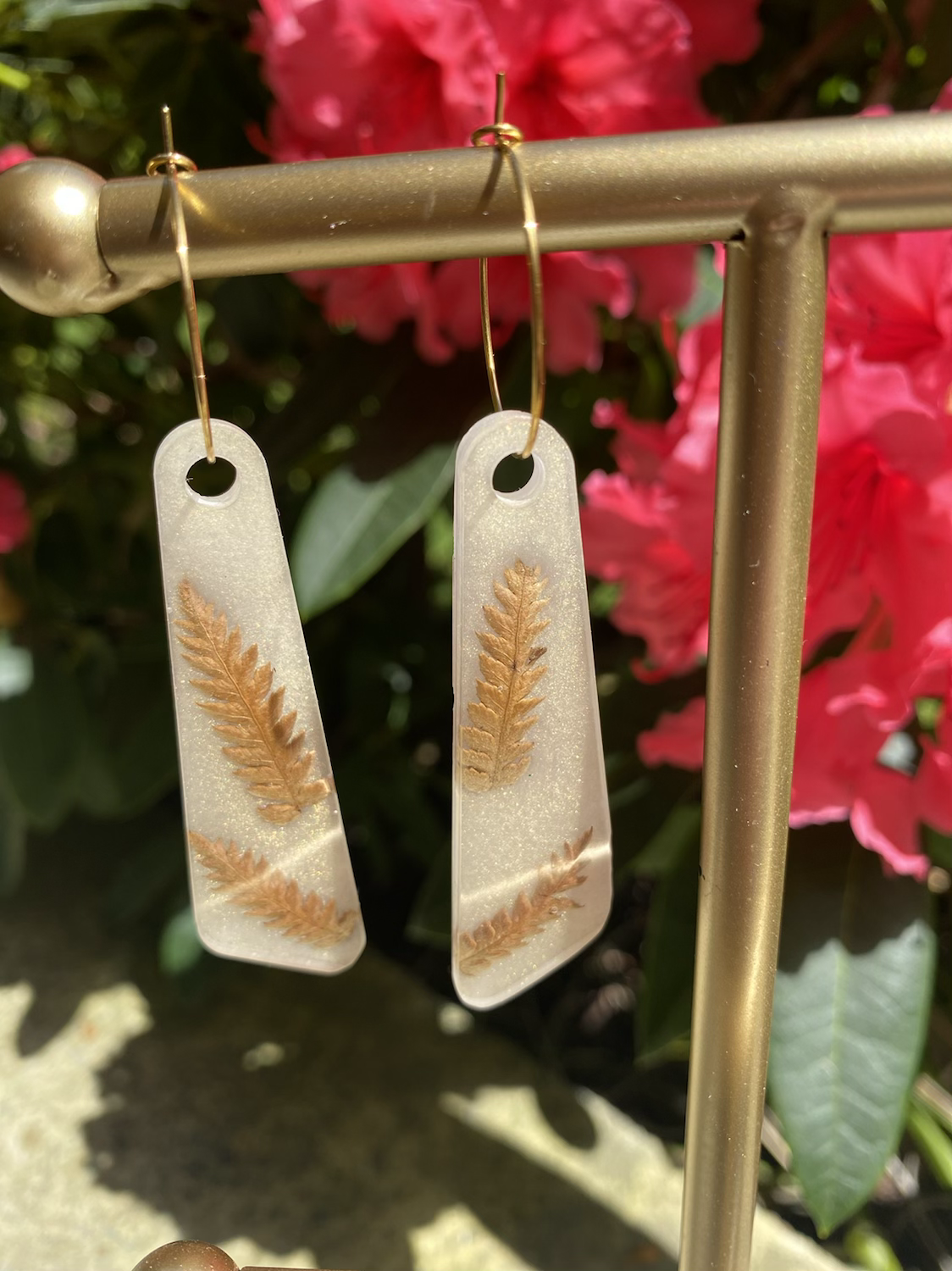 Native Fern Pearl Dangles 6.5cm image 1