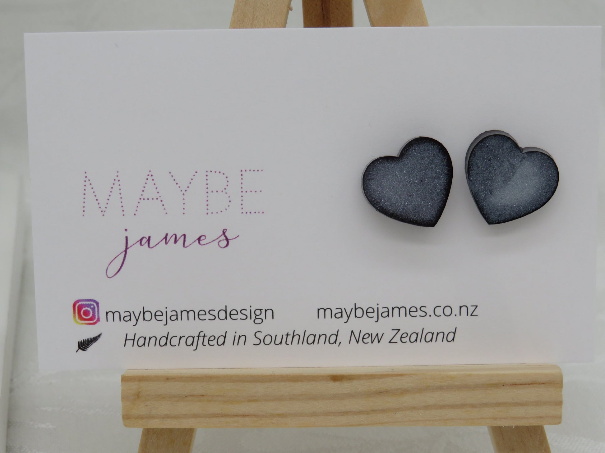 Black & White 1cm Full Heart Studs image 4