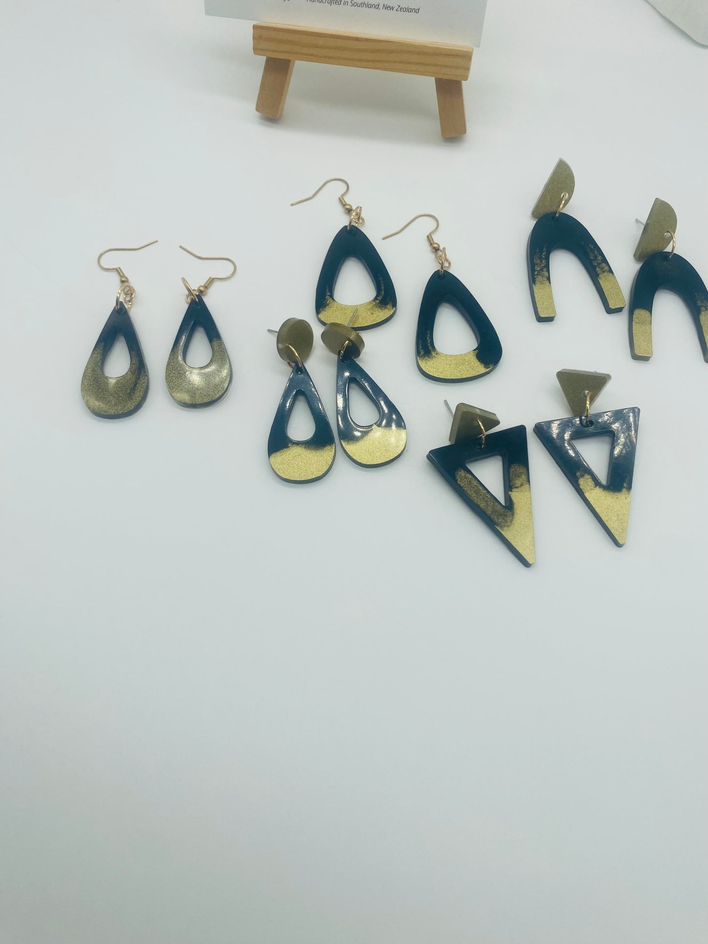 Solid Black and Metallic Gold or Silver Mix Dangles
