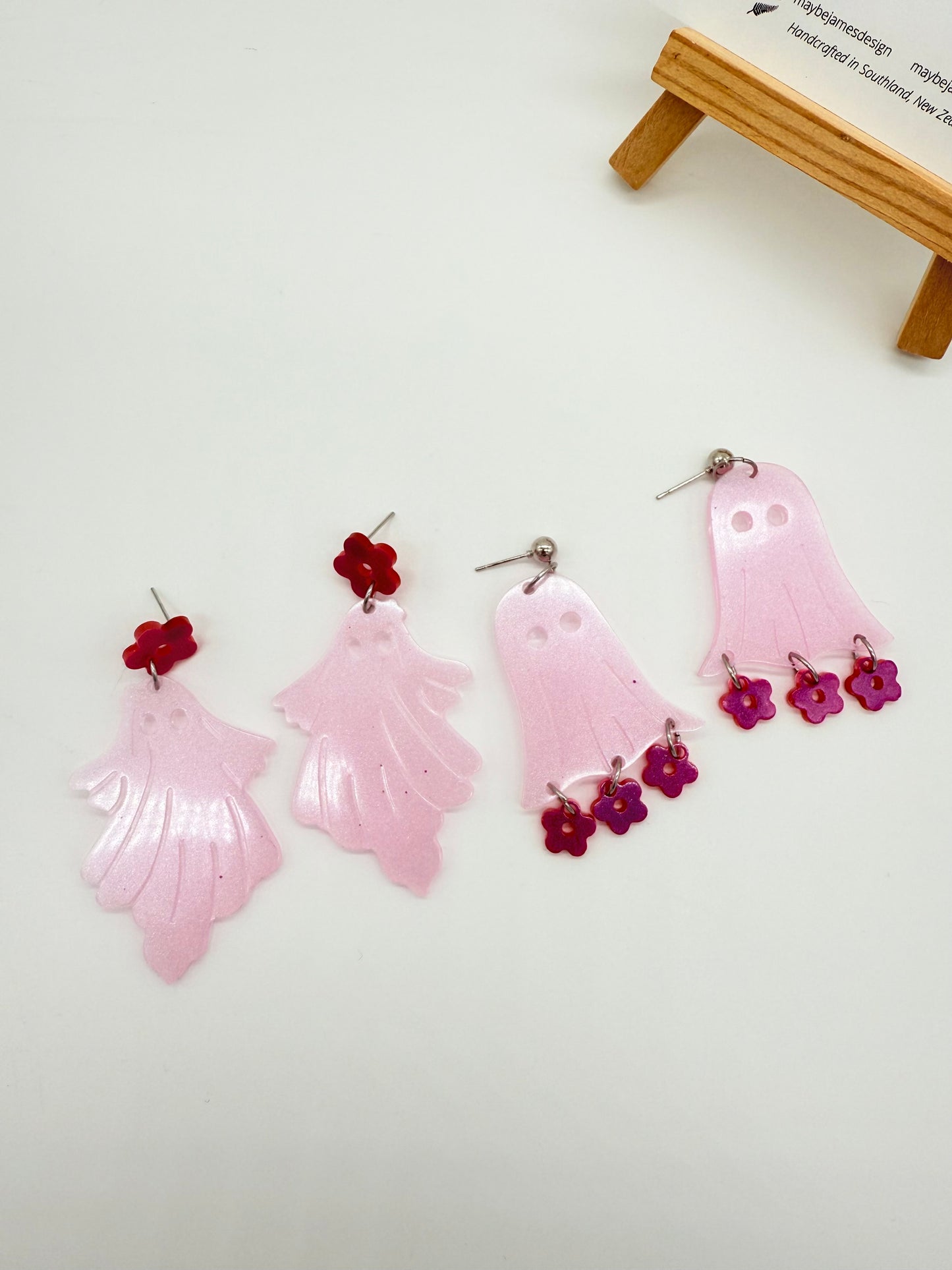 Spooky Cute Ghost Resin Flower Dangles
