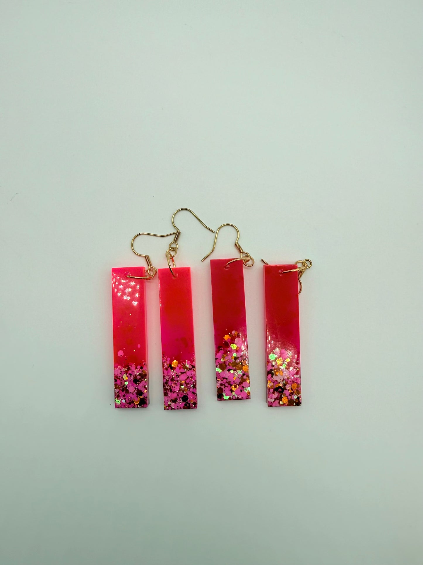 Lava Lamp Style With Pink Dye and Glitter- 5cm Long Dangles