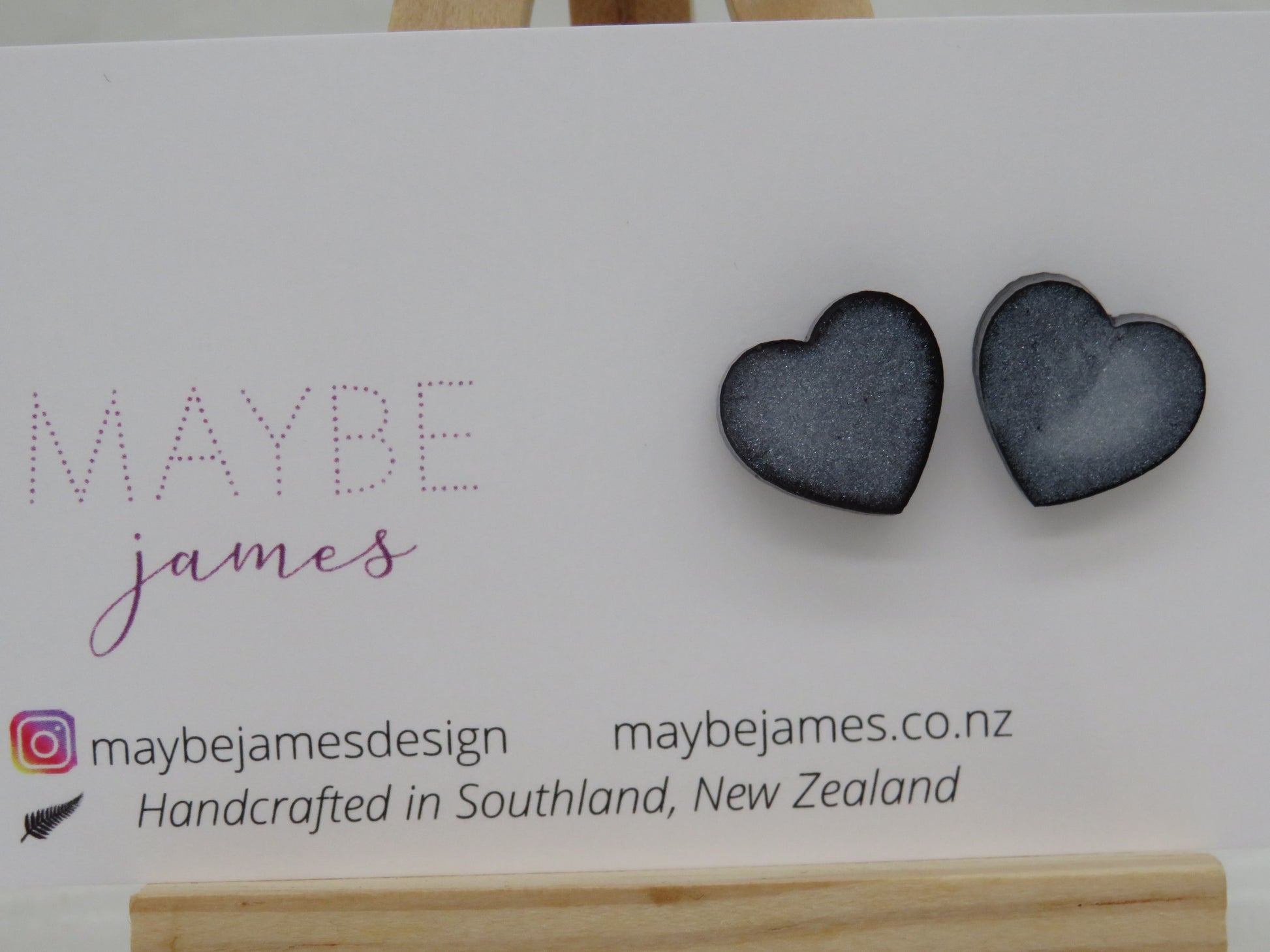 Black & White 1cm Full Heart Studs image 3