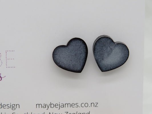 Black & White 1cm Full Heart Studs image 0