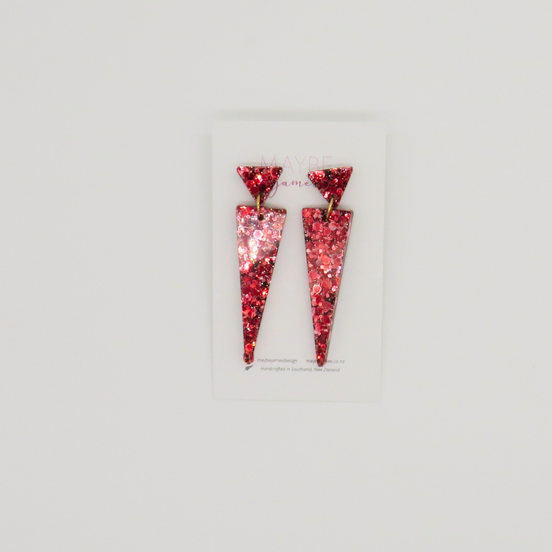 Dark Reflective Raspberry Earrings "Night Blossom" - 4cm or 5cm Dangles image 1
