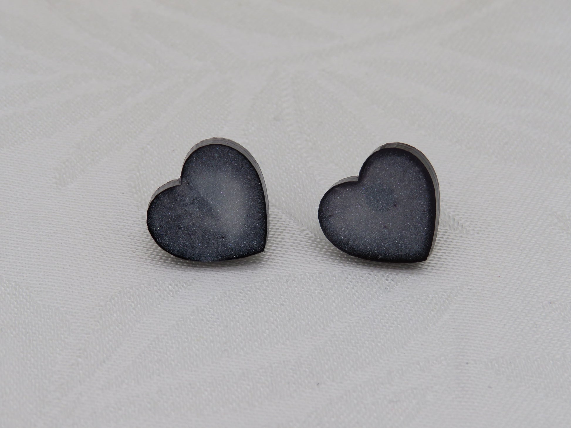 Black & White 1cm Full Heart Studs image 2