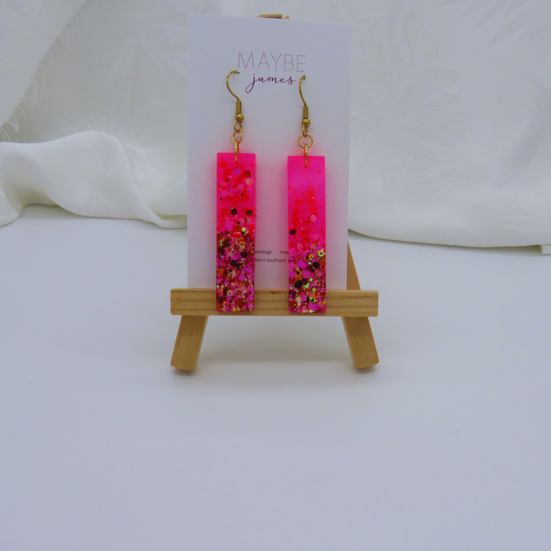 Lava Lamp Translucent Hot Pink - 5cm Long Dangles image 0