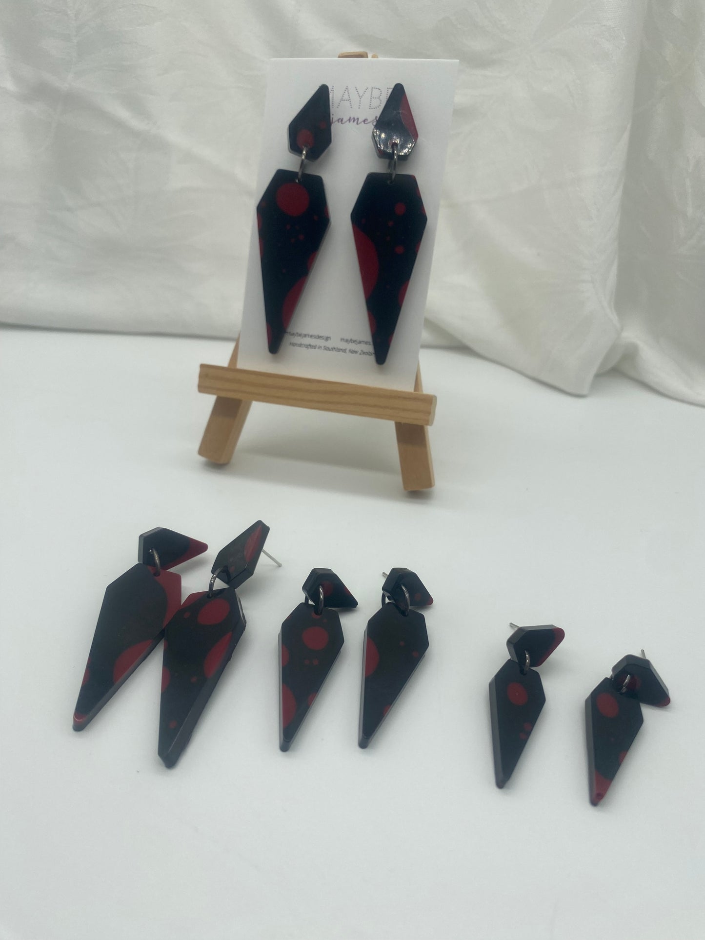 Black and Red "Murder on the Dance Floor" Halloween Theme Dangles