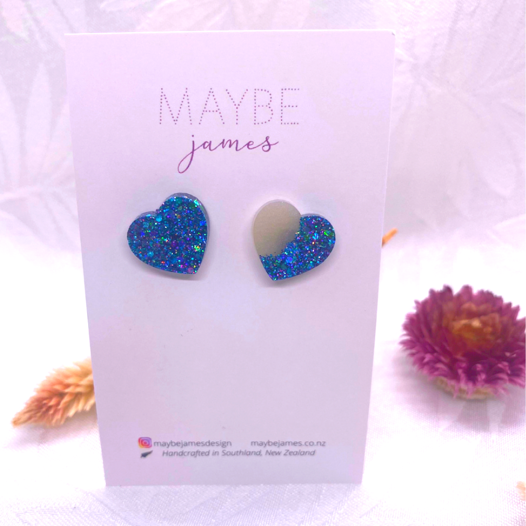 Cold As Ice 12mm Heart Studs image 0