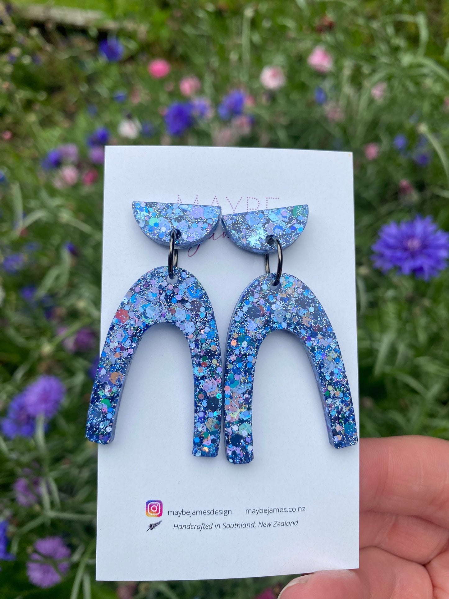Dark Lavender Glittery "Meet Me At Midnight" mix 4cm Dangles