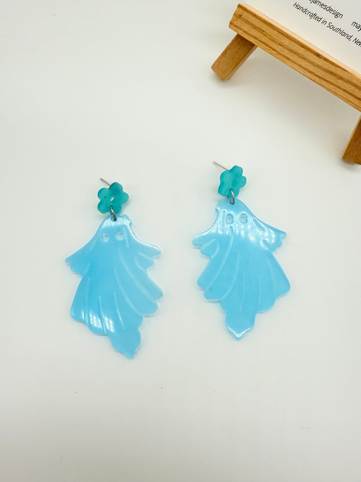 Spooky Cute Ghost Resin Flower Dangles
