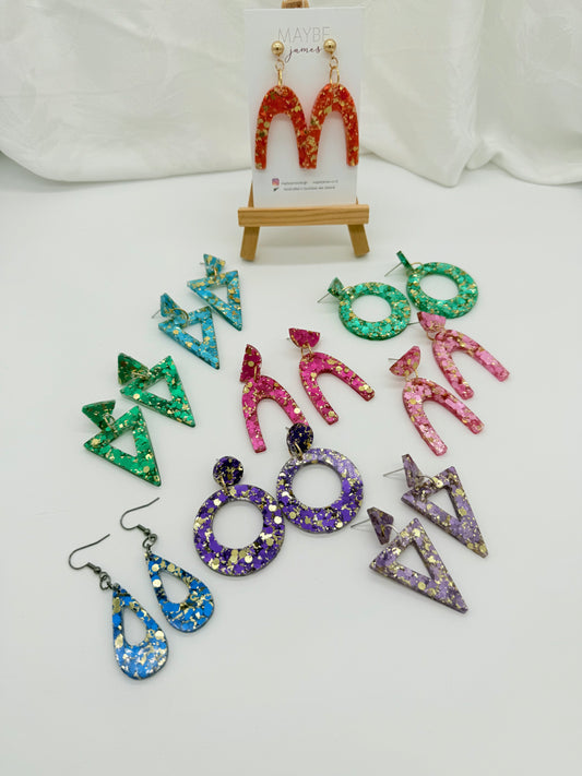 Bright Glitter and Gold Mix Glitter - 4cm Dangles