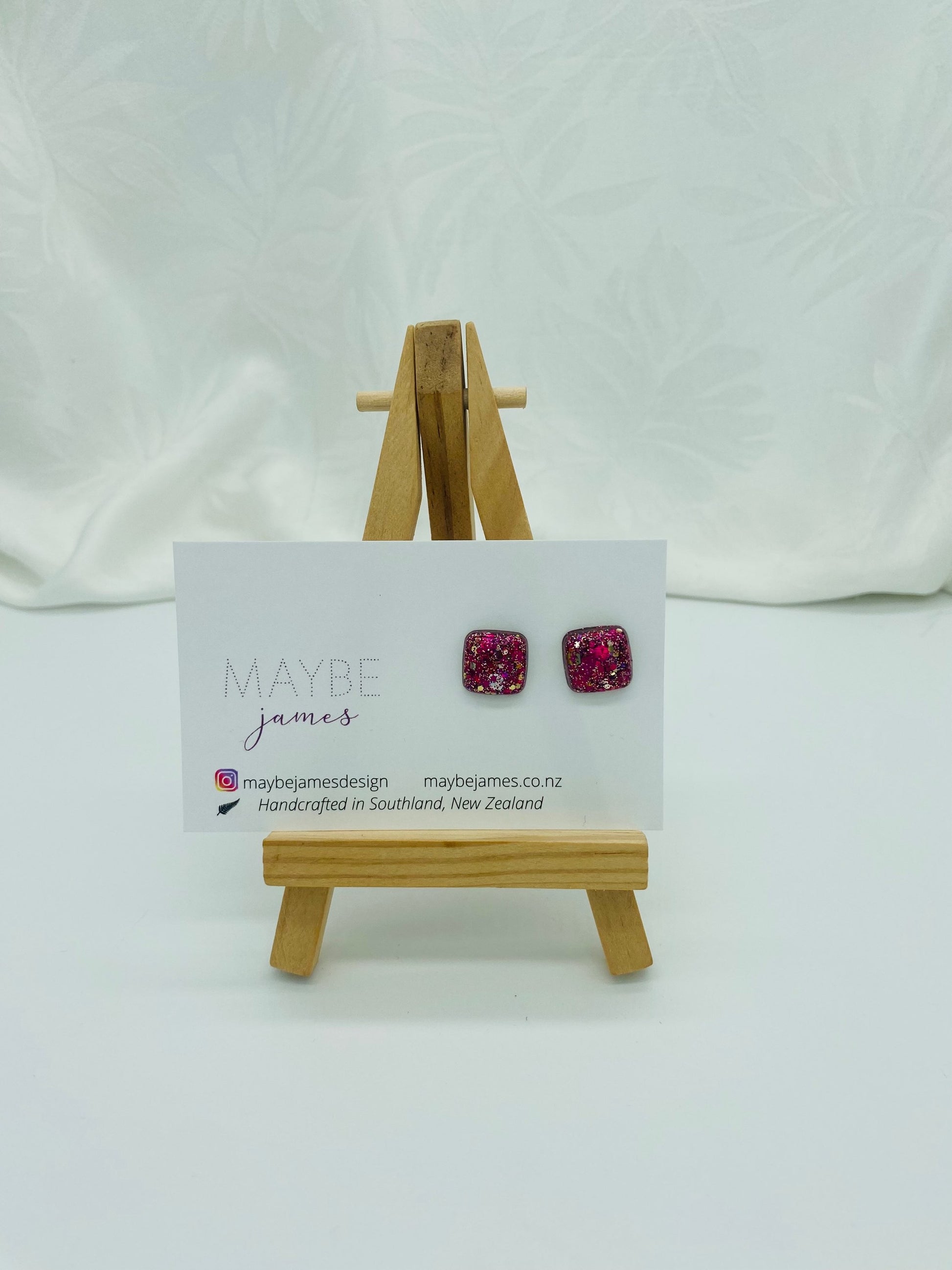 Glittery 1cm Square Studs image 11