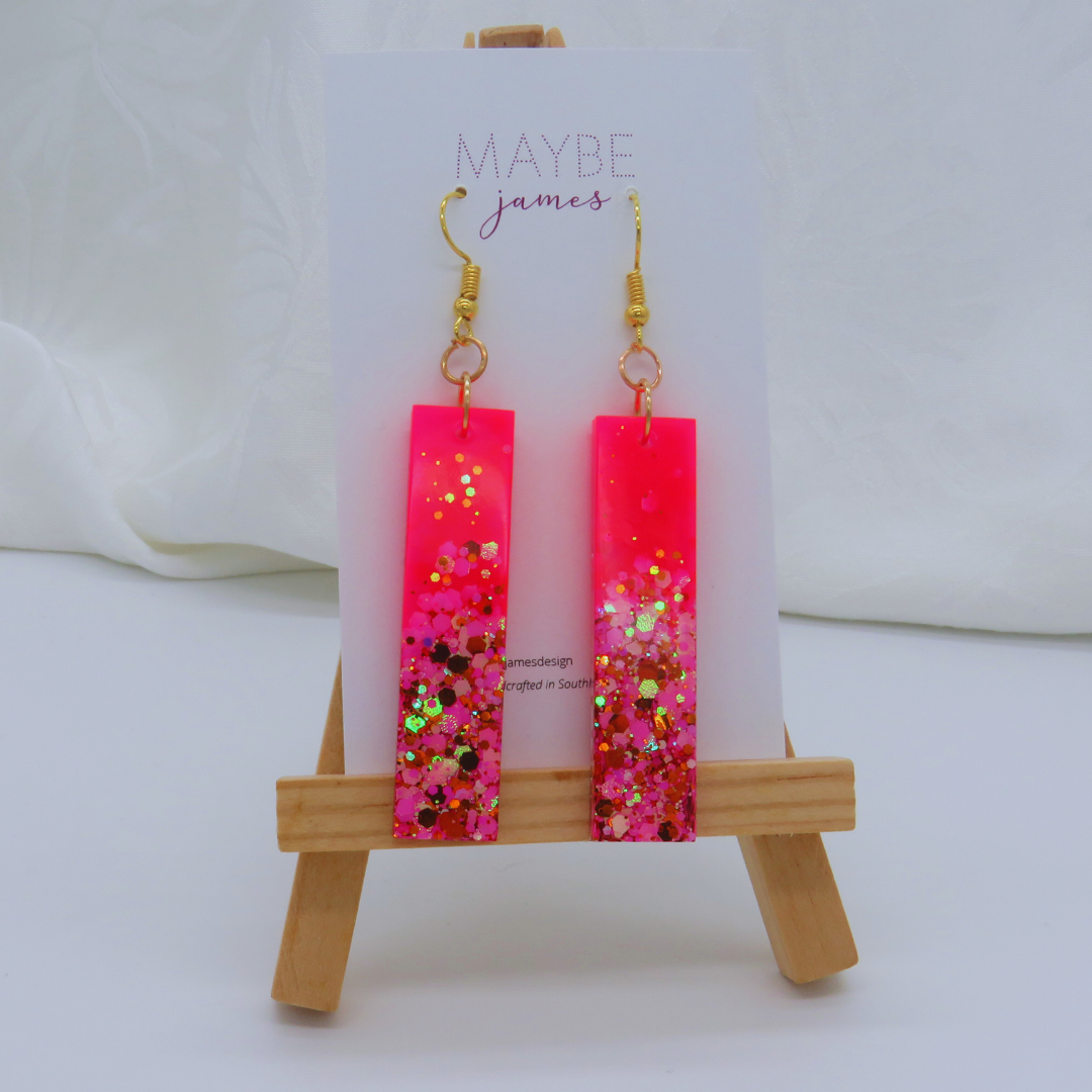 Lava Lamp Highlighter Pink - 5cm Long Dangles image 0
