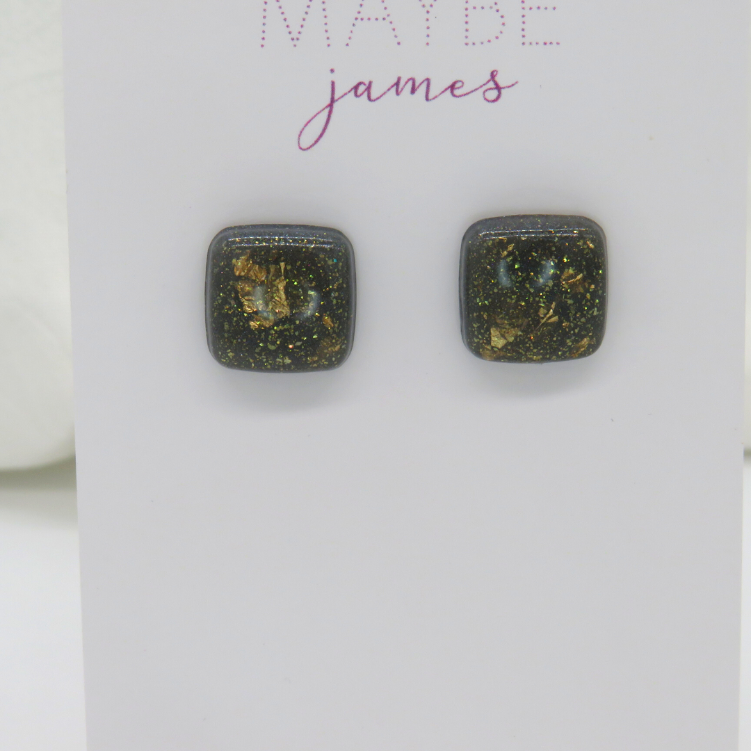 1cm Gold Foil and Deep Grey Studs image 2