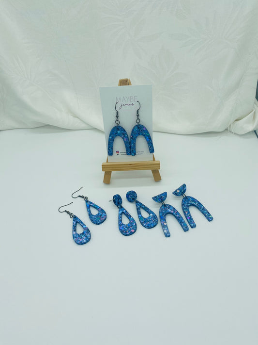 Dark Lavender Glittery "Meet Me At Midnight" mix 4cm Dangles
