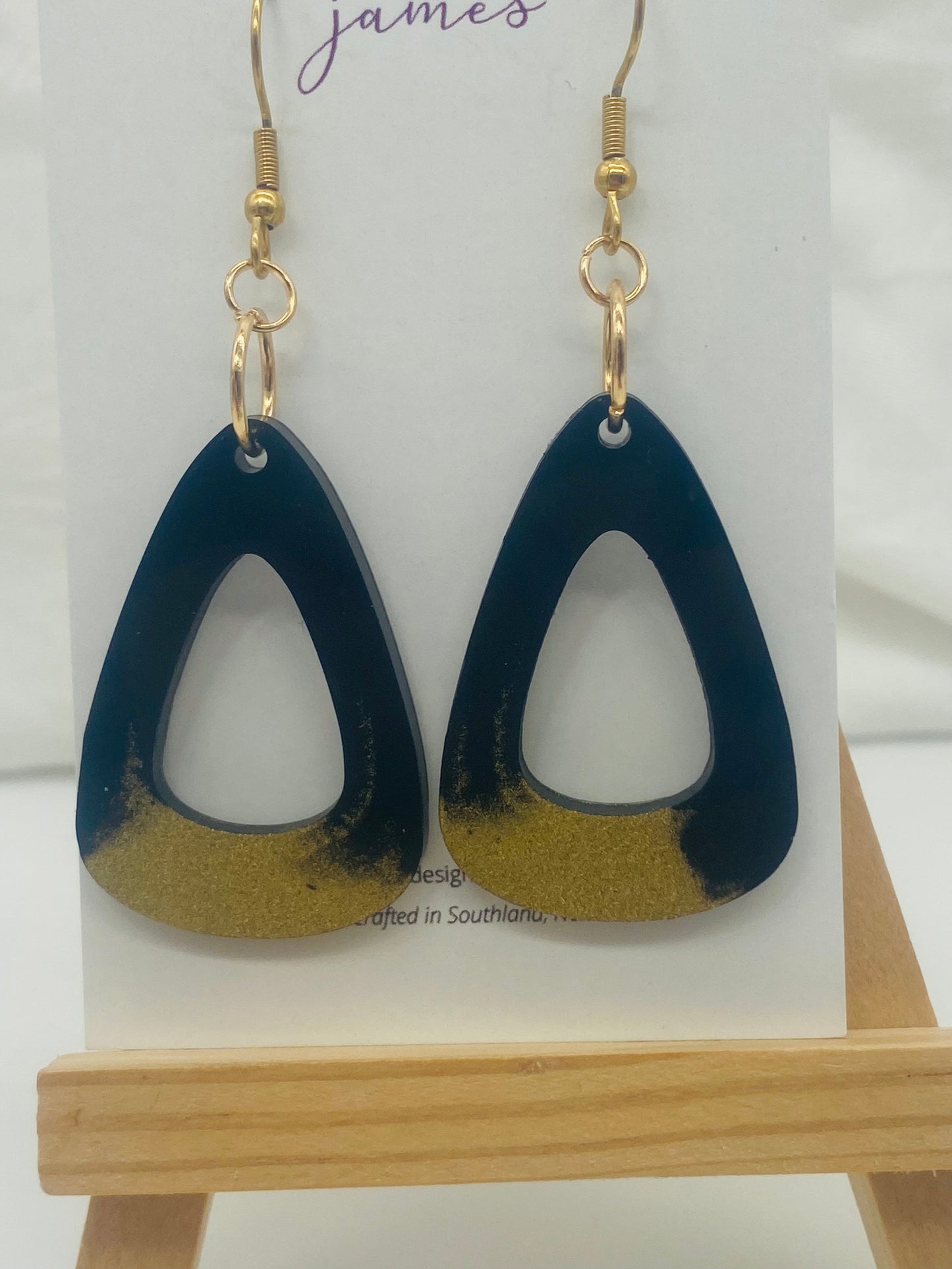 Solid Black and Metallic Gold or Silver Mix Dangles