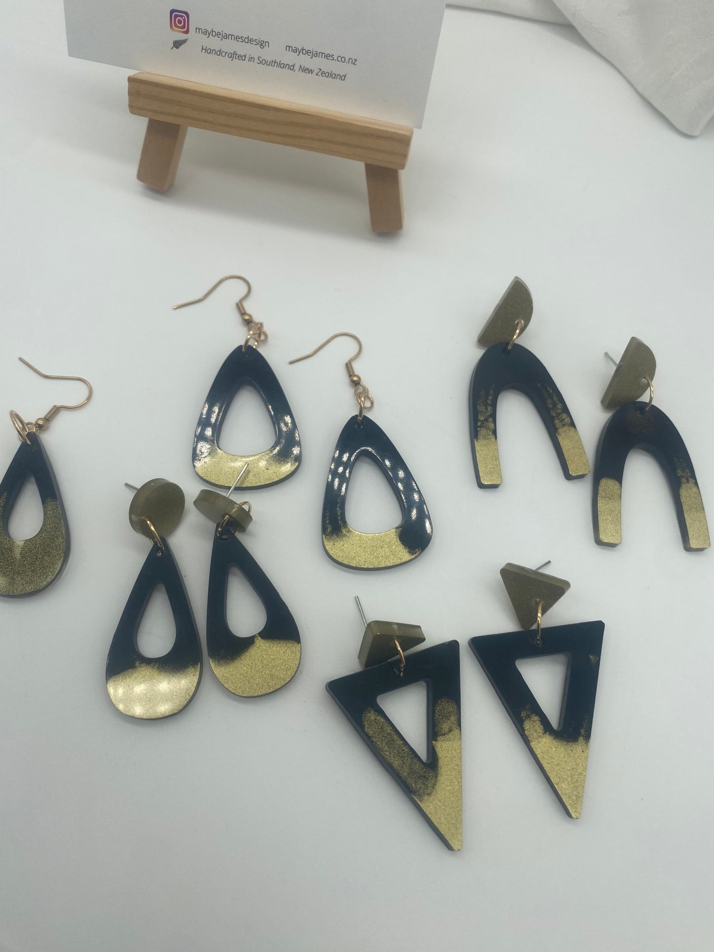Solid Black and Metallic Gold or Silver Mix Dangles