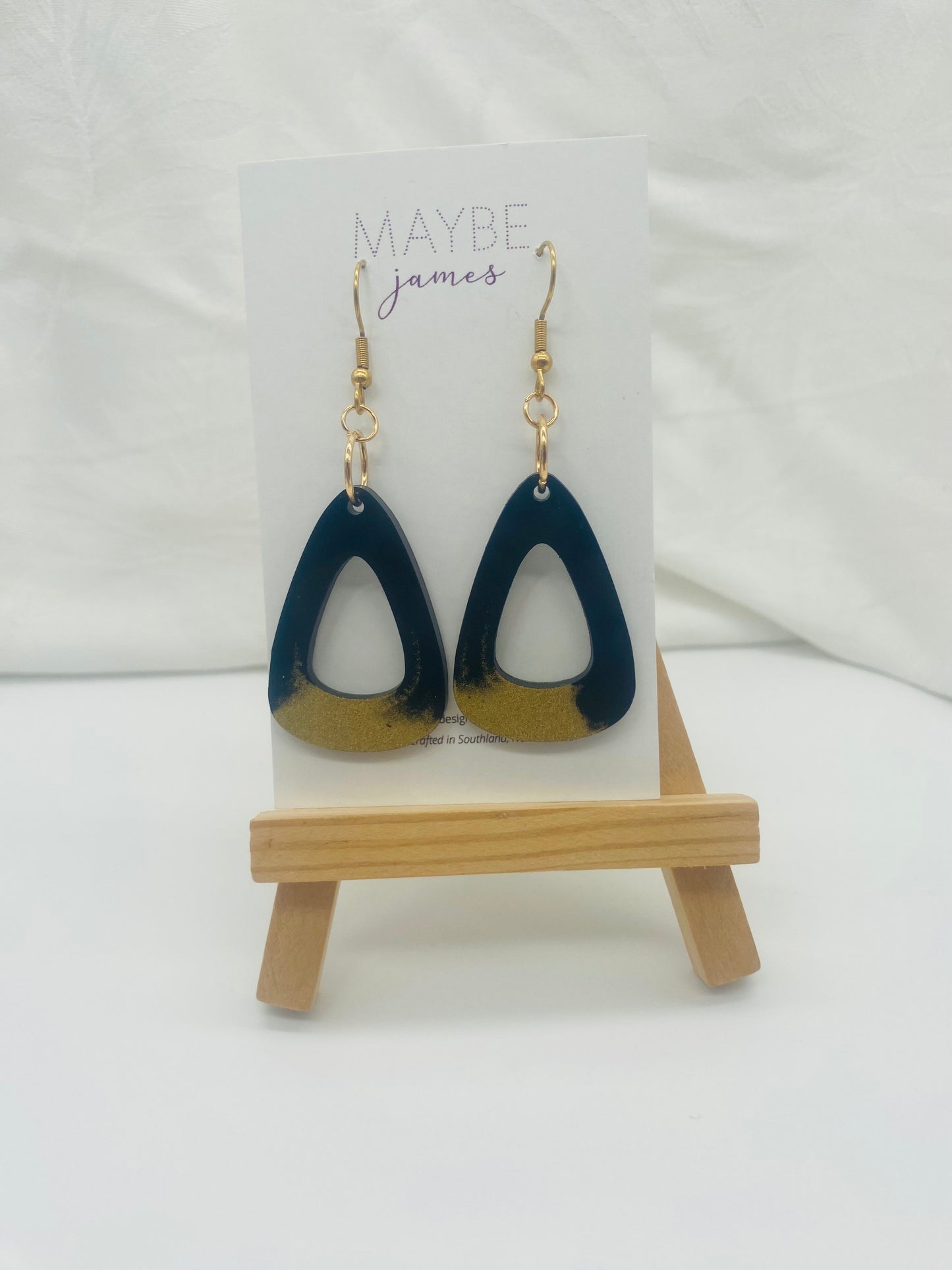 Solid Black and Metallic Gold or Silver Mix Dangles
