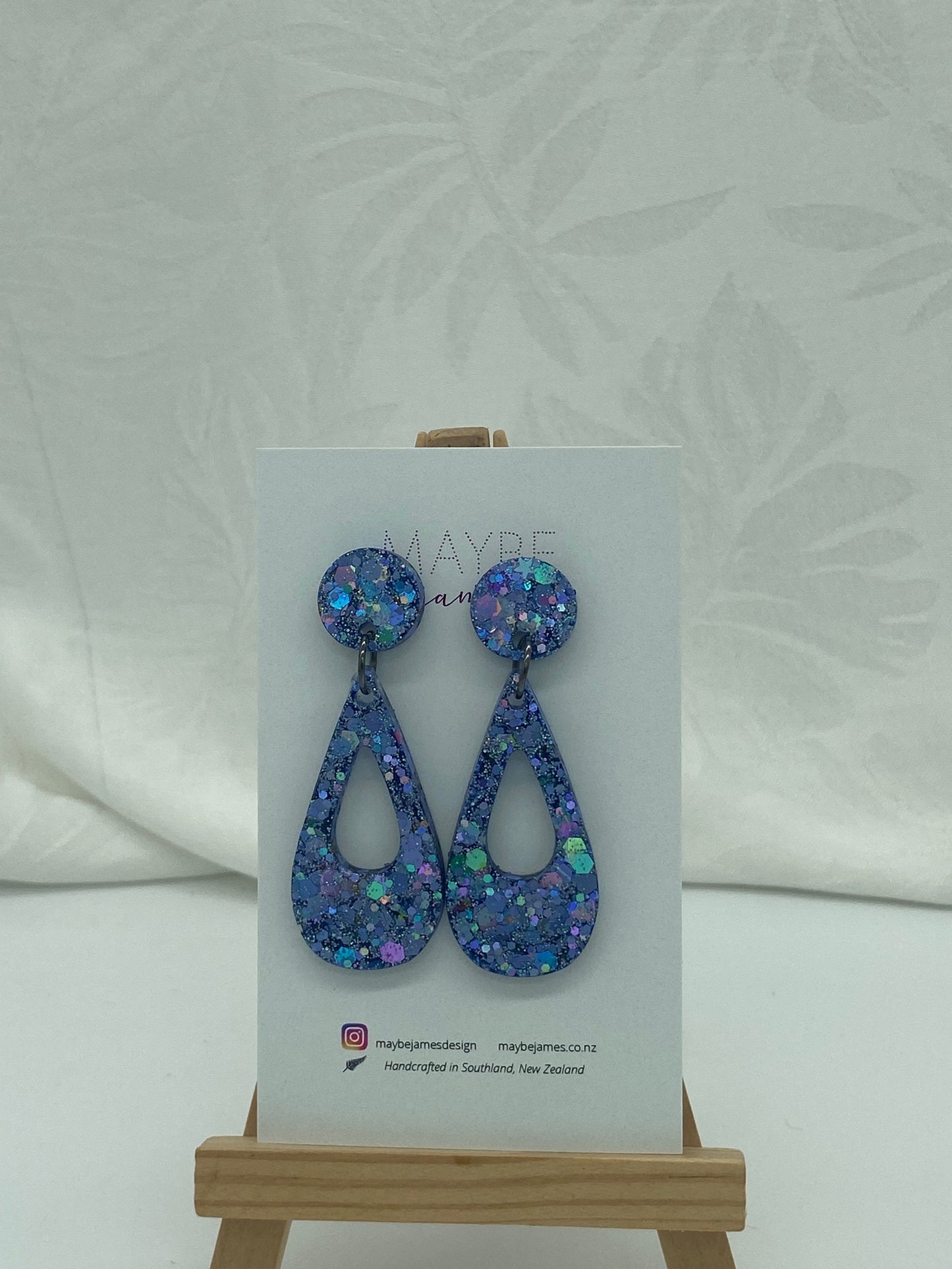 Dark Lavender Glittery "Meet Me At Midnight" mix 4cm Dangles