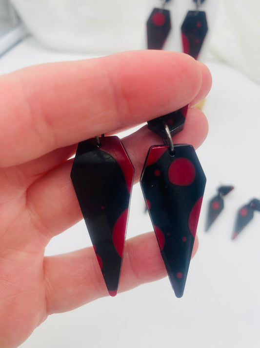 Black and Red "Murder on the Dance Floor" Halloween Theme Dangles