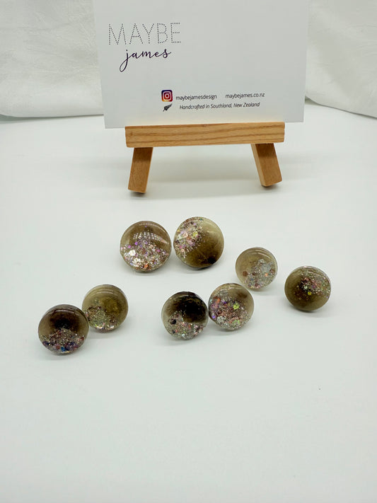 20mm or 15mm Chocolate Brown Glitter Studs