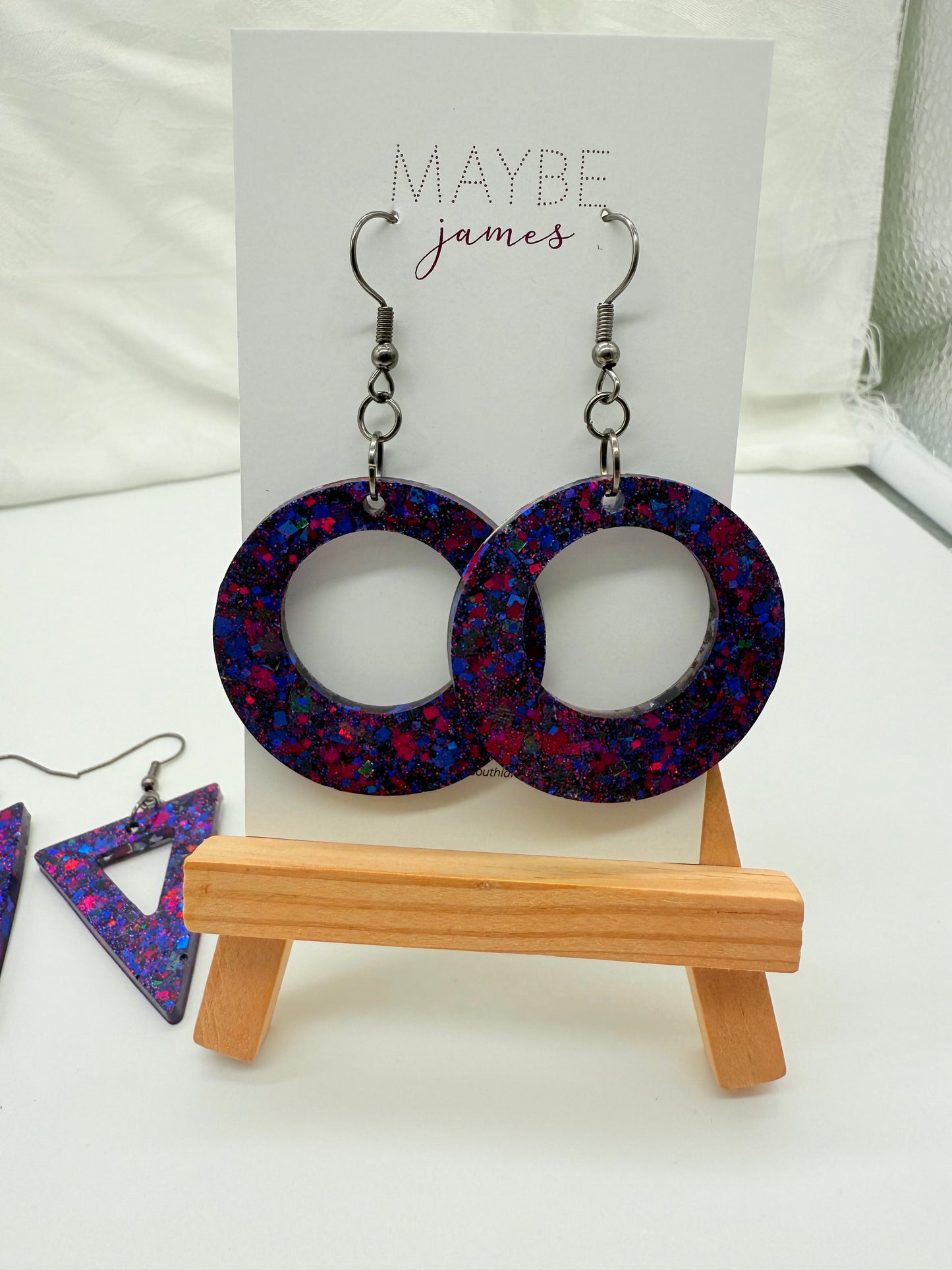 Art Deco Purple and Magenta Glitter- 5cm Dangles