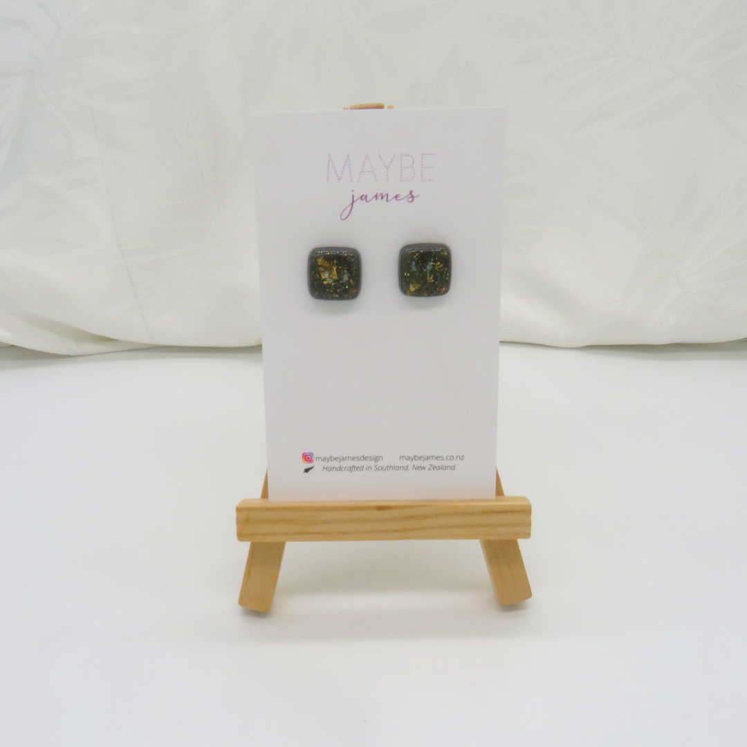 1cm Gold Foil and Deep Grey Studs image 0