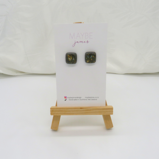 1cm Gold Foil and Deep Grey Studs image 0