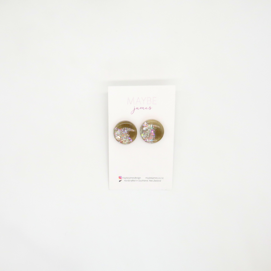20mm Chocolate Brown Glitter Studs image 1