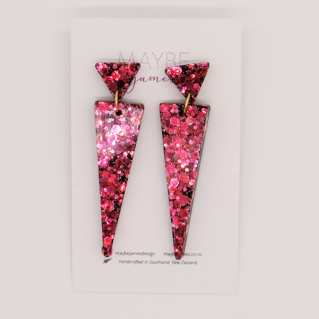 Dark Reflective Raspberry Earrings "Night Blossom" - 4cm or 5cm Dangles image 0