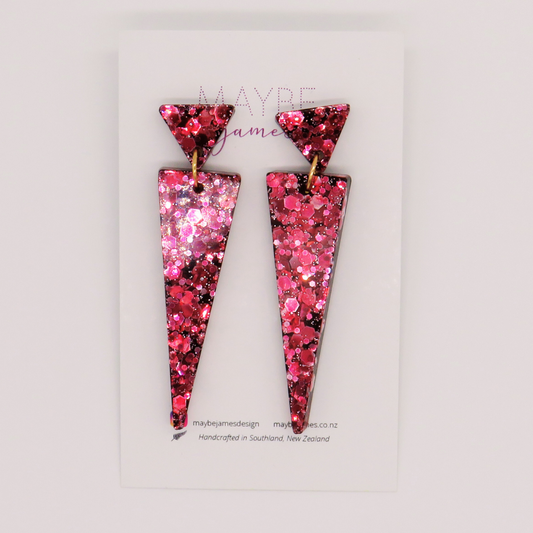 Dark Reflective Raspberry Earrings "Night Blossom" - 4cm or 5cm Dangles image 0