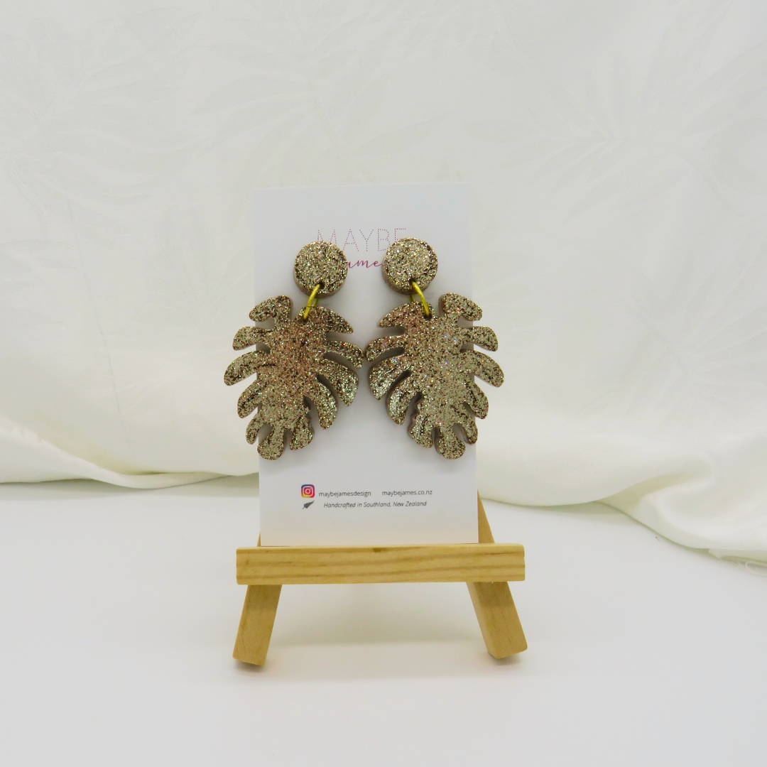 All That Glitters Is Gold -Monserra Leaf Dangles image 0