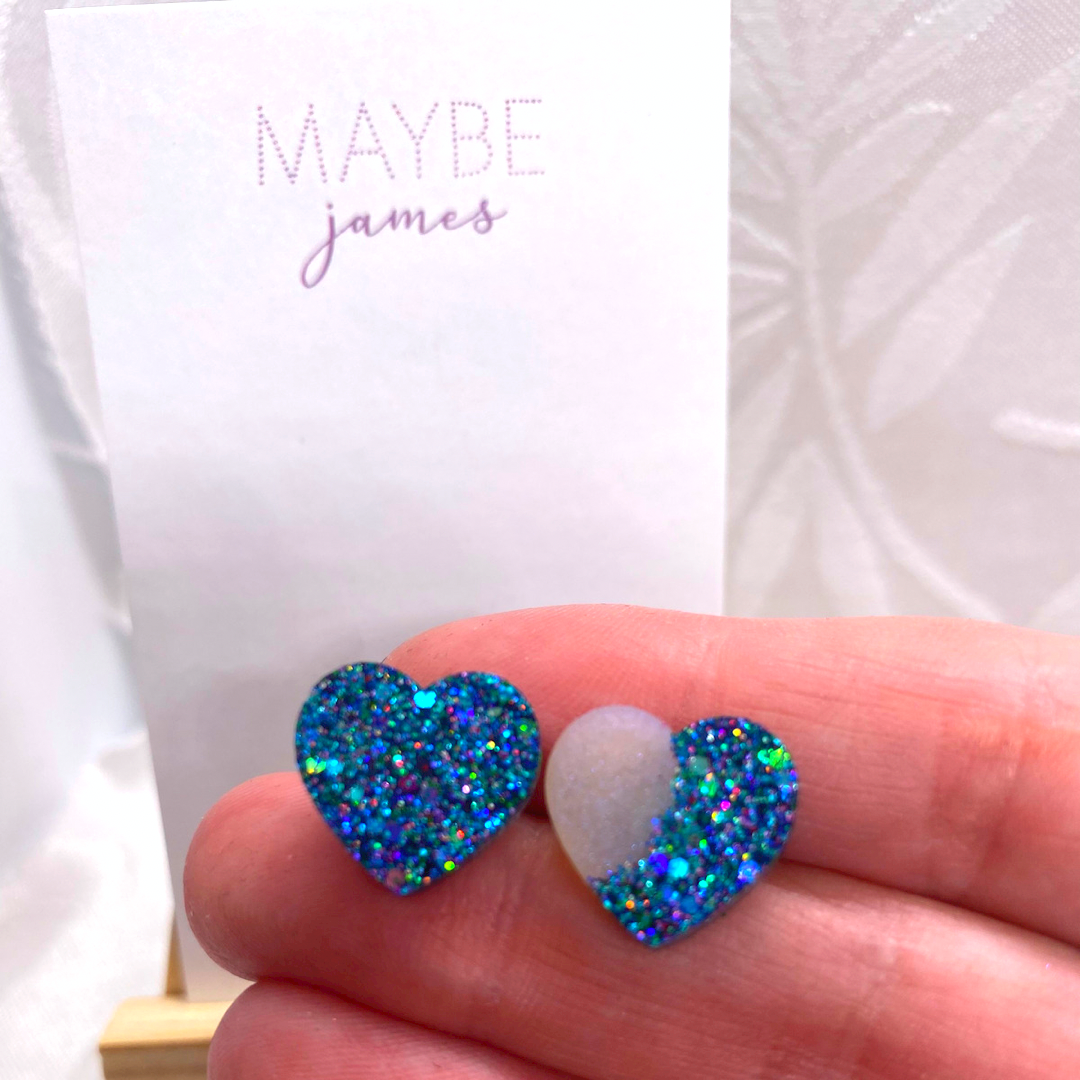 Cold As Ice 12mm Heart Studs image 1