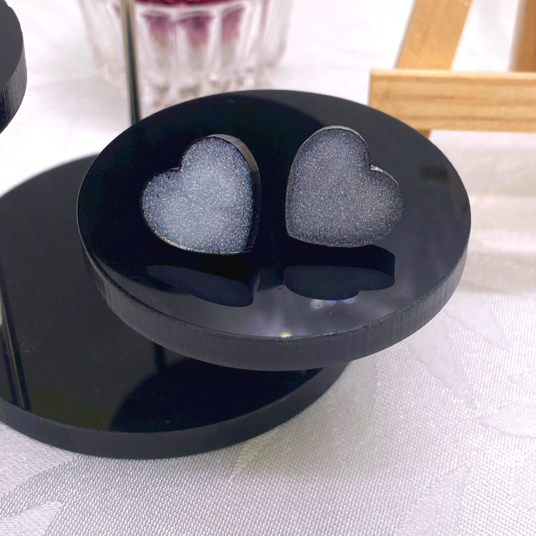Black & White 1cm Full Heart Studs image 1
