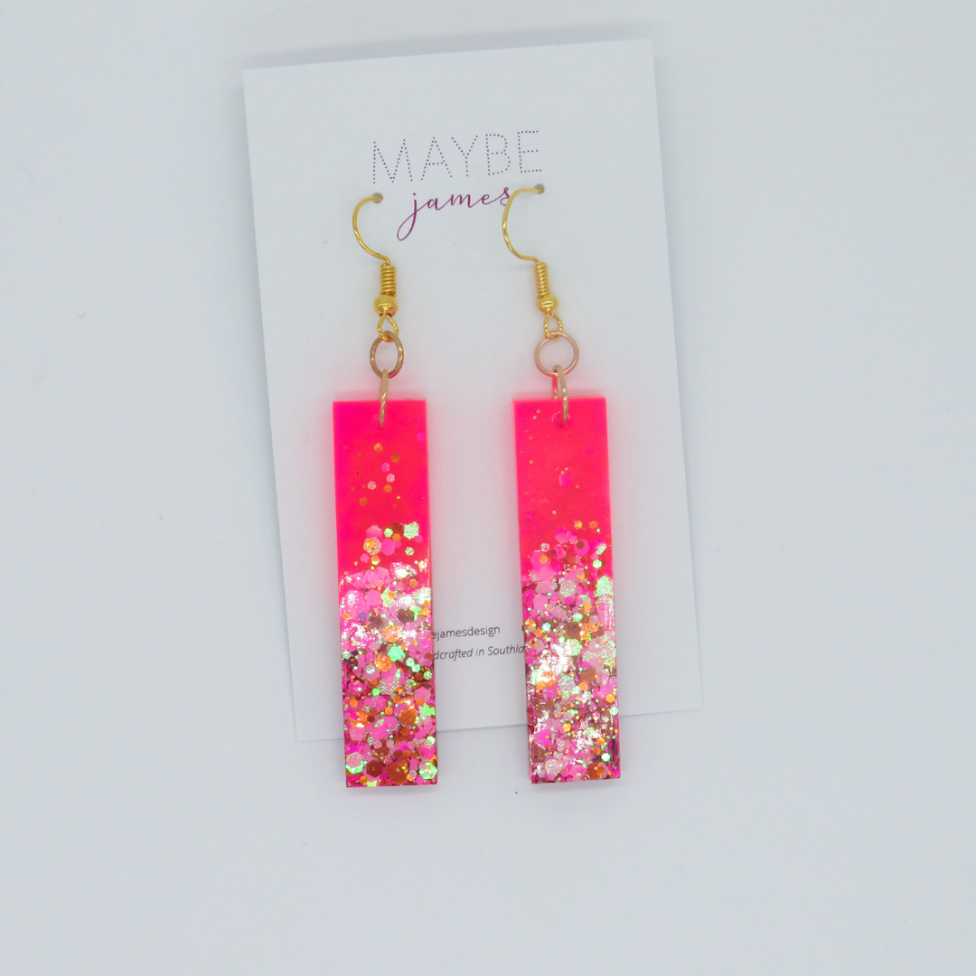 Lava Lamp Highlighter Pink - 5cm Long Dangles image 1