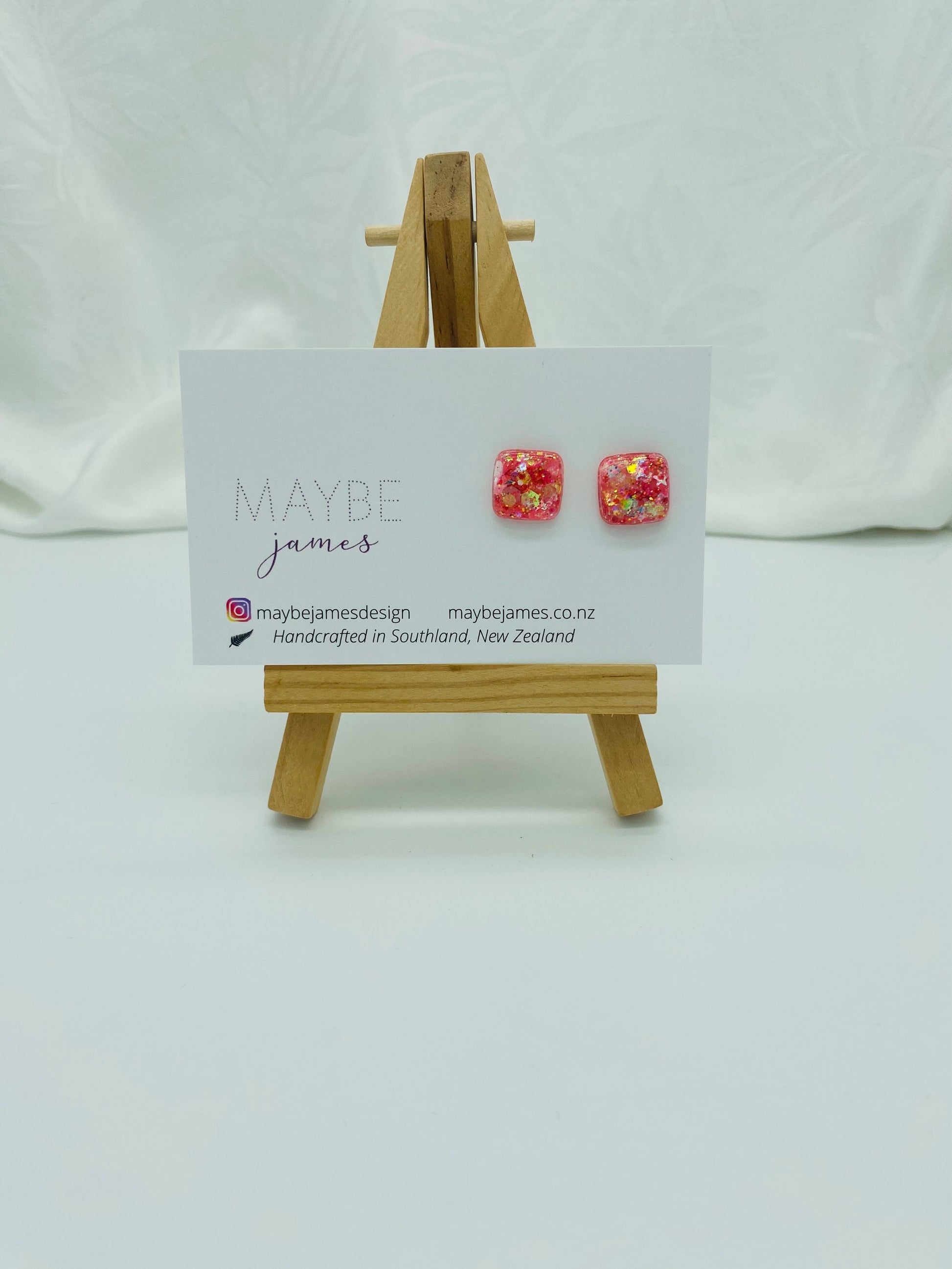Glittery 1cm Square Studs image 10