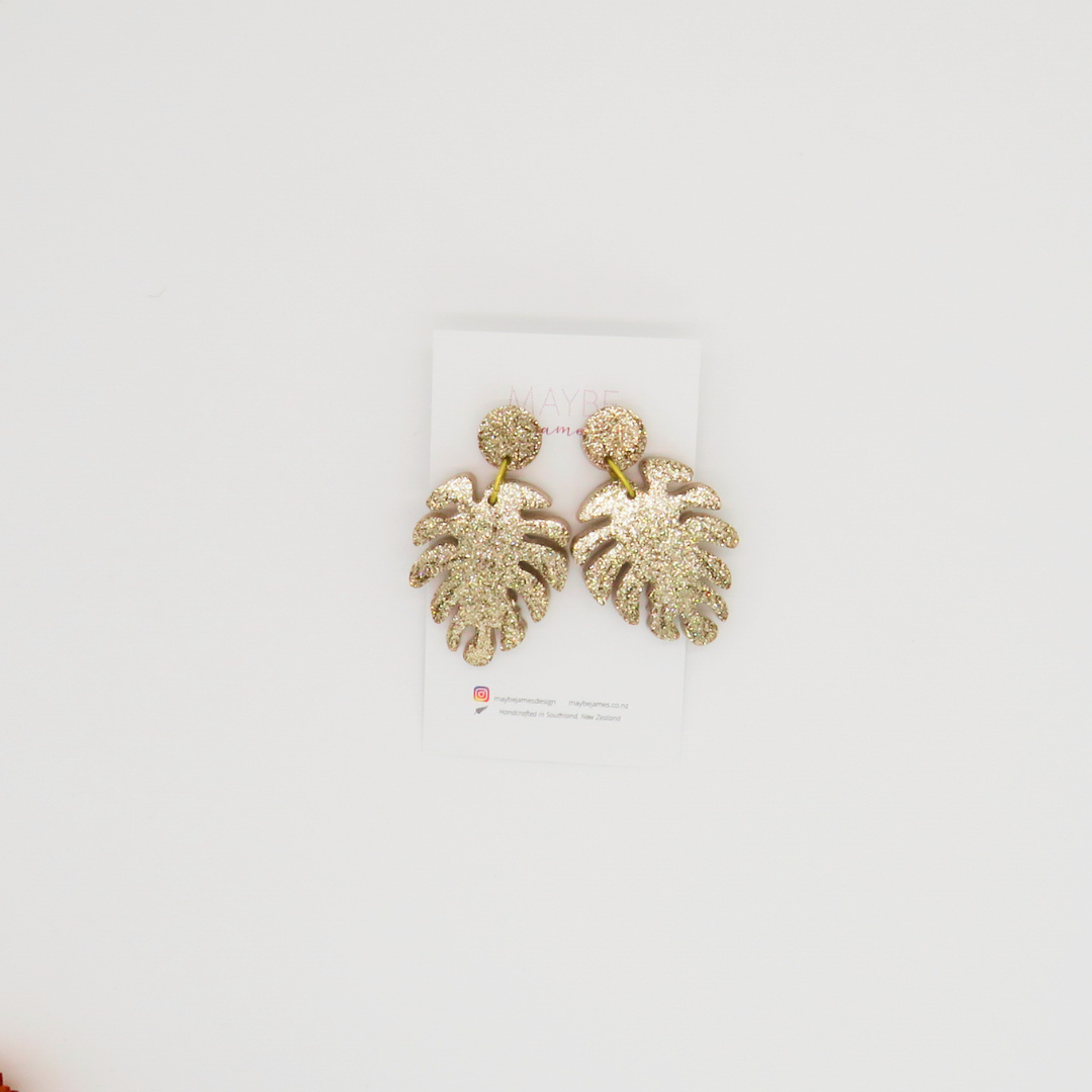All That Glitters Is Gold -Monserra Leaf Dangles image 2